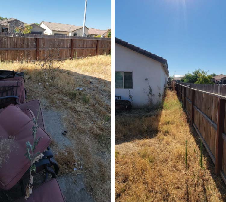 clean yard in tulare  before and after junk and waste removal